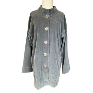 J.Jill Corduroy Long Jacket Large Button Up Coastal Grandmother Quiet Luxury